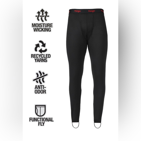 Set of 2 Wrangler Men's Performance Moisture Wicking Base Layer Pant  Black 2XL - Picture 4 of 6